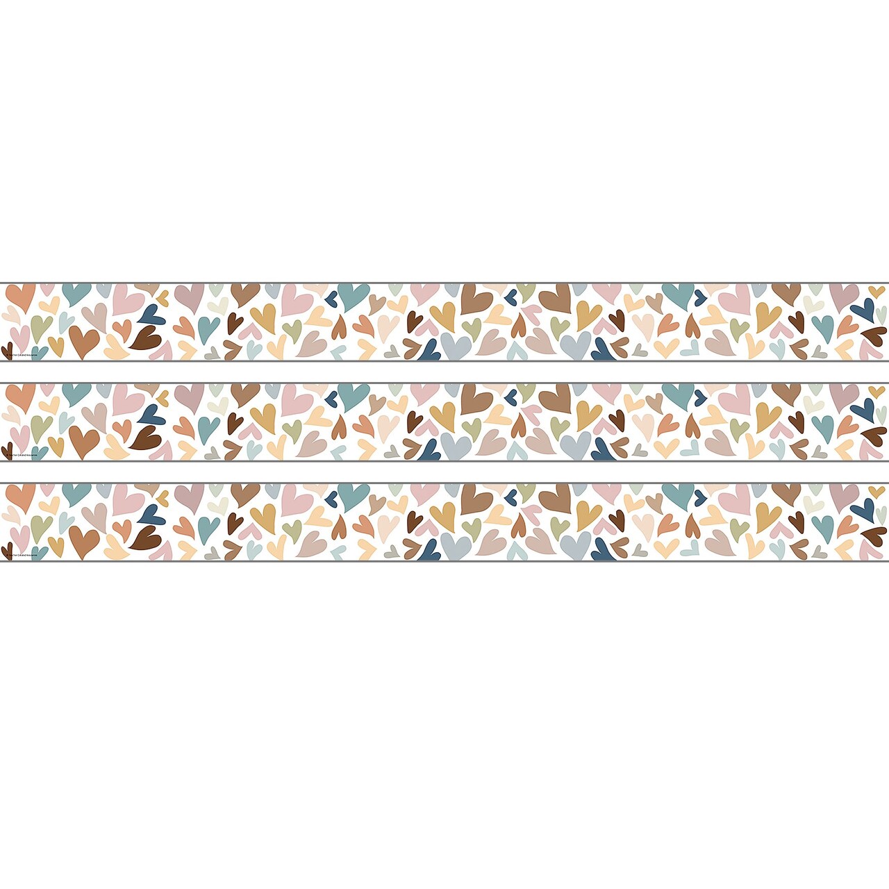 Everyone Is Welcome Hearts Straight Rolled Border Trim, 50 Feet, 3 Rolls